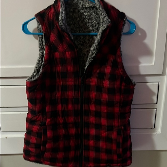 Red and Black Plaid Kids Vest - Picture 1 of 2